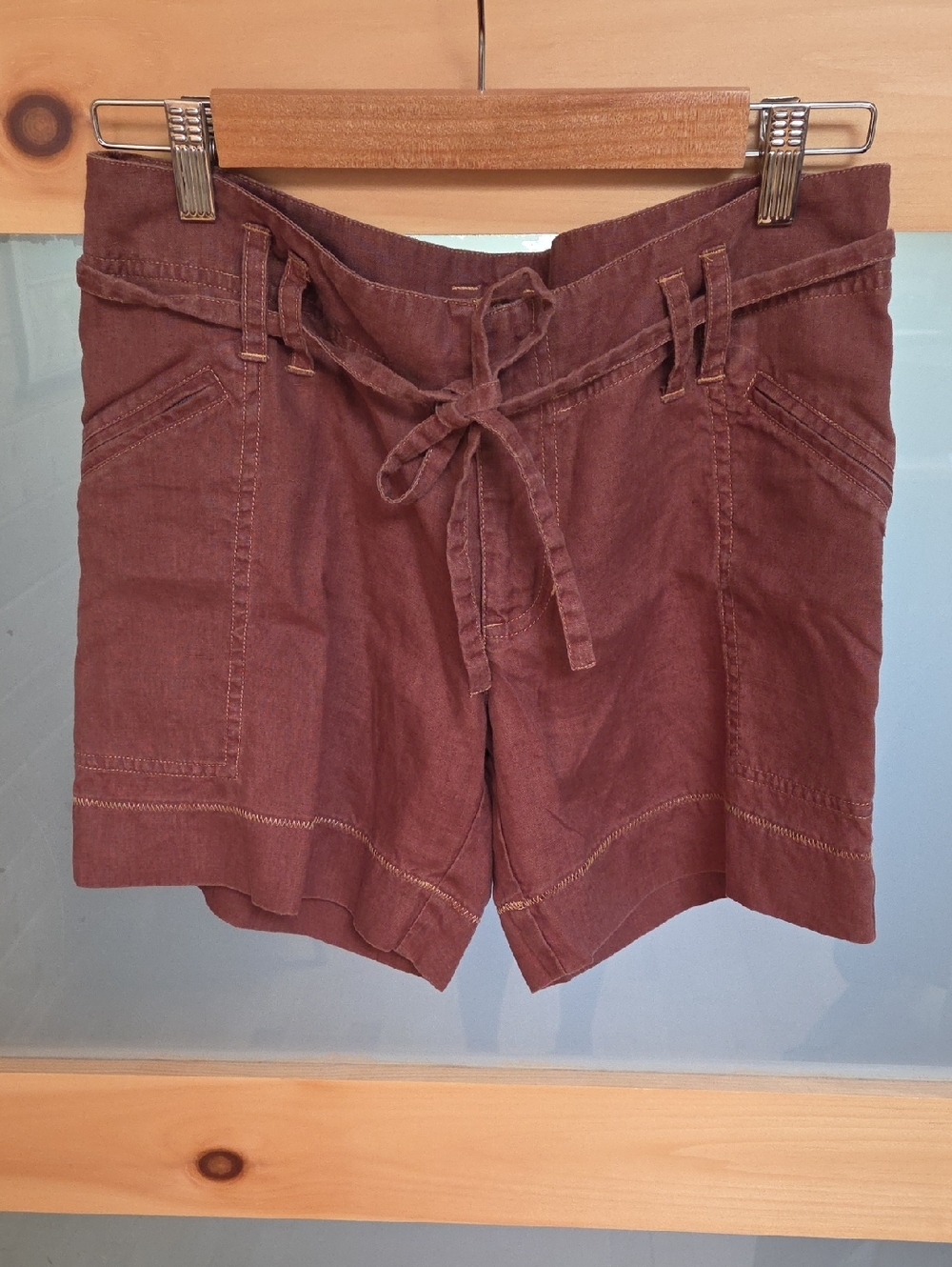 Patagonia Water Girl Women’s Rust Color Tie-Waist Hemp Shorts